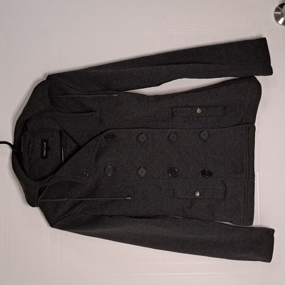 New Look Hooded Peacoat Outwear Overcoat Size S